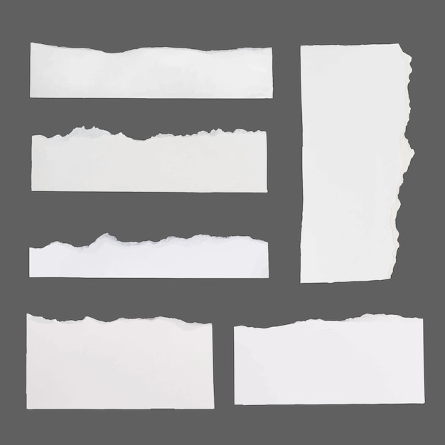 Handgemaakte gescheurde papieren ambachtelijke vector in witte minimalistische stijlenset