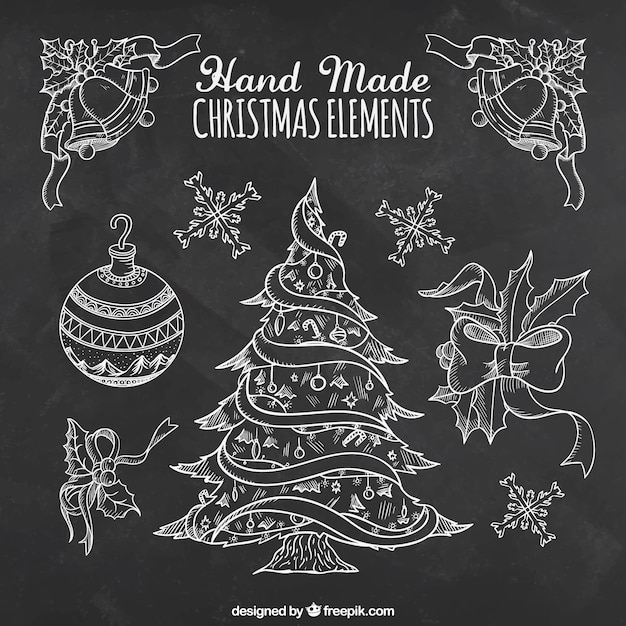 Gratis vector handgemaakte kerst elementen