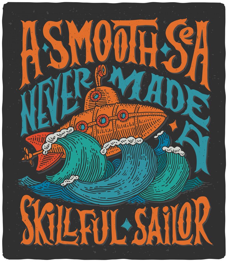 Gratis Vector handgemaakte vectortekening met vintage onderzeeër