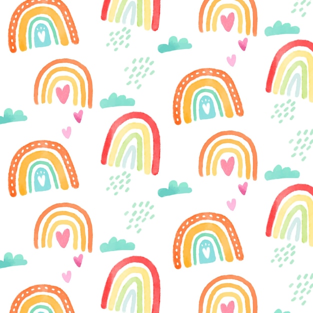 Gratis vector handgeschilderd aquarel regenboogpatroonontwerp pattern