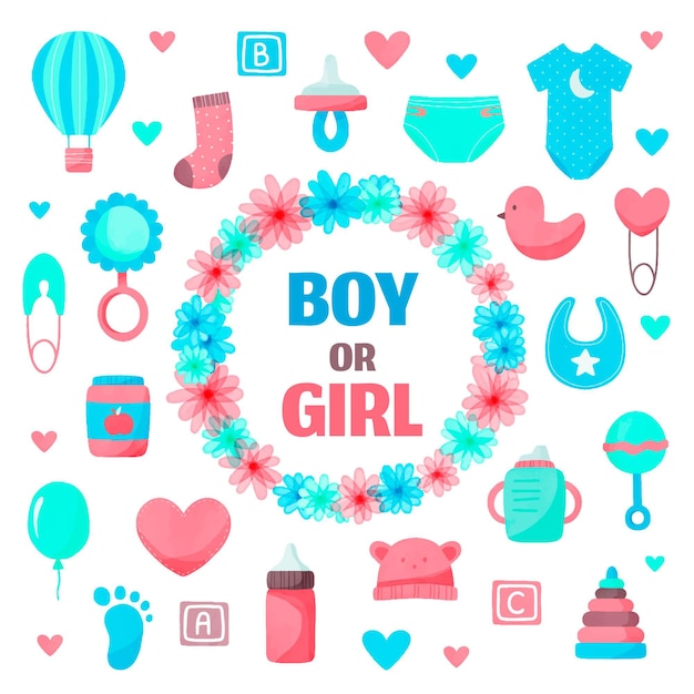 Handgeschilderd gender reveal party concept