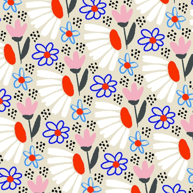 Handgeschilderde abstract floral patroon