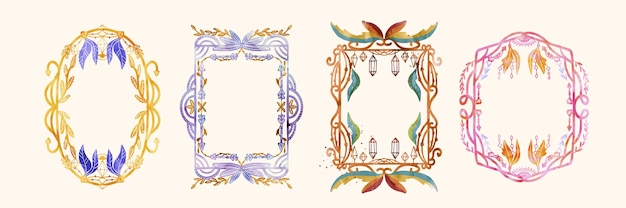 Gratis vector handgeschilderde aquarel boho frames