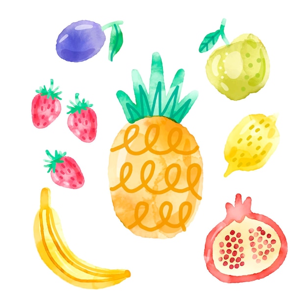 Handgeschilderde aquarel fruit pack