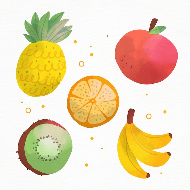 Gratis vector handgeschilderde aquarel fruit pack