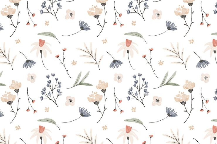 Gratis Vector handgeschilderde aquarel gedrukt veldboeket patroon