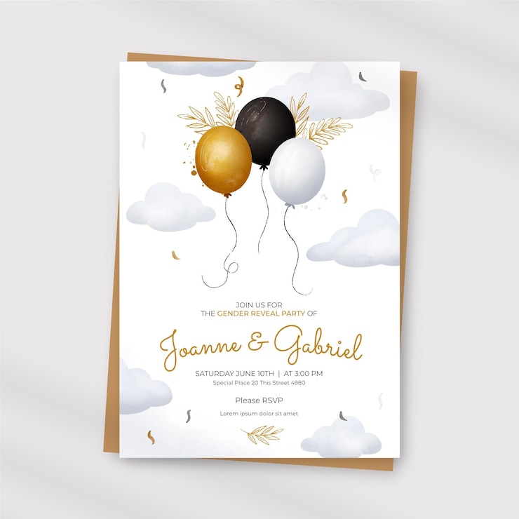 Gratis Vector handgeschilderde aquarel gender reveal uitnodigingssjabloon