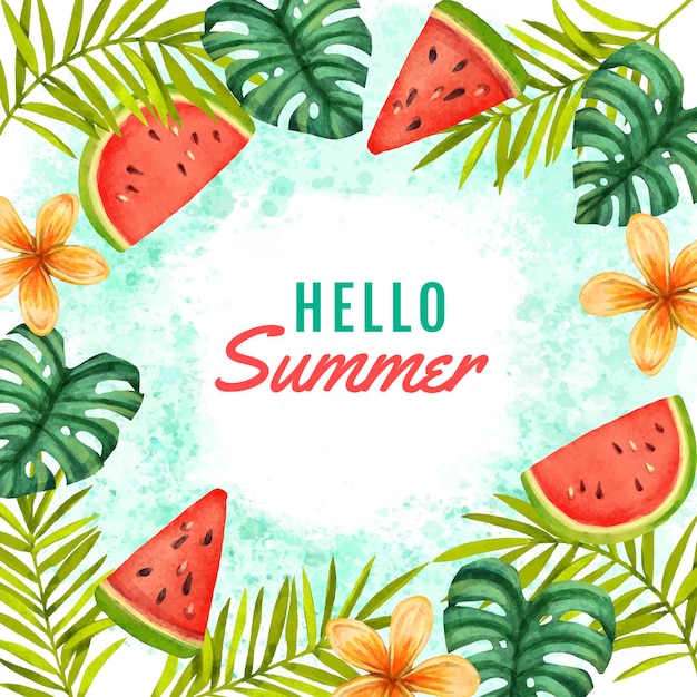 Gratis vector handgeschilderde aquarel hallo zomer illustratie