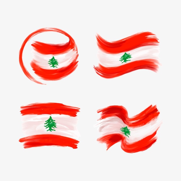 Gratis vector handgeschilderde aquarel libanese vlag collectie