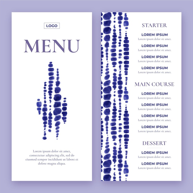 Handgeschilderde aquarel restaurant menu