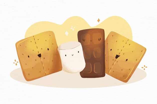 Gratis vector handgeschilderde aquarel s'more illustratie