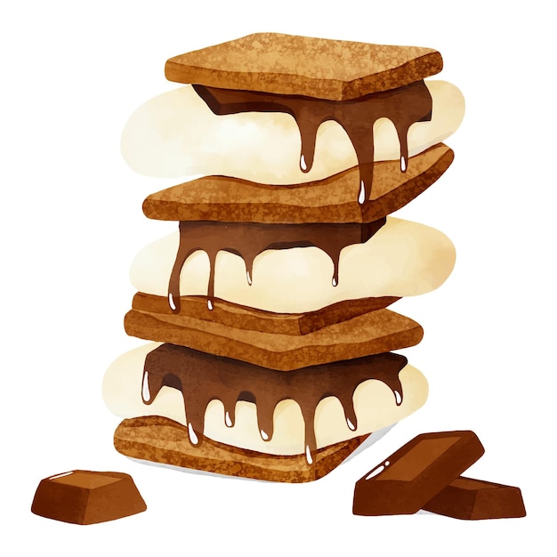 Gratis vector handgeschilderde aquarel s'more illustratie