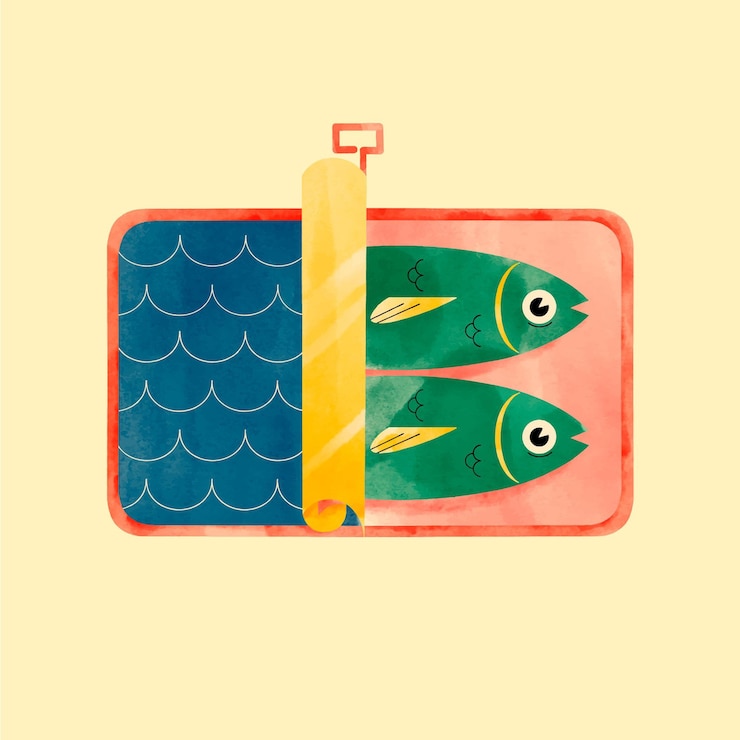 Gratis Vector handgeschilderde aquarel sardine illustratie