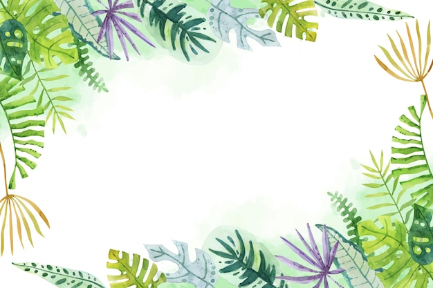 Handgeschilderde aquarel tropische bladeren achtergrond