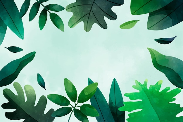 Handgeschilderde aquarel tropische bladeren achtergrond