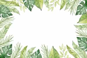 Gratis vector handgeschilderde aquarel tropische bladeren achtergrond
