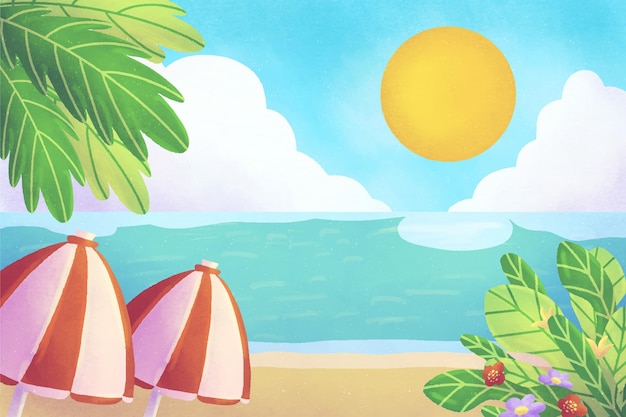 Gratis vector handgeschilderde aquarel zomer achtergrond voor videocalls