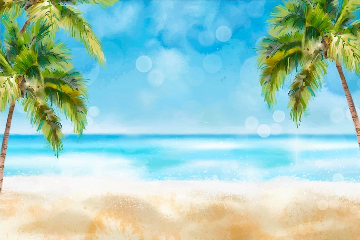 Gratis Vector handgeschilderde aquarel zomer achtergrond
