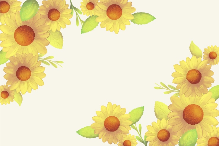 Gratis Vector handgeschilderde aquarel zonnebloem grens