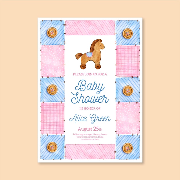 Handgeschilderde baby showeruitnodiging