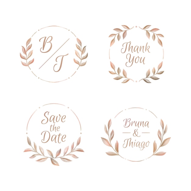 Handgeschilderde bruiloft monogram set