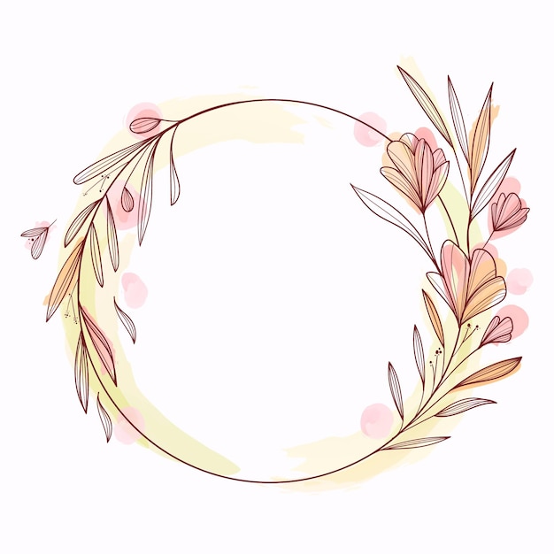 Handgeschilderde mooie bloemen circulaire frame