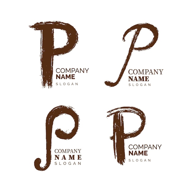 Gratis vector handgeschilderde p logo collectie