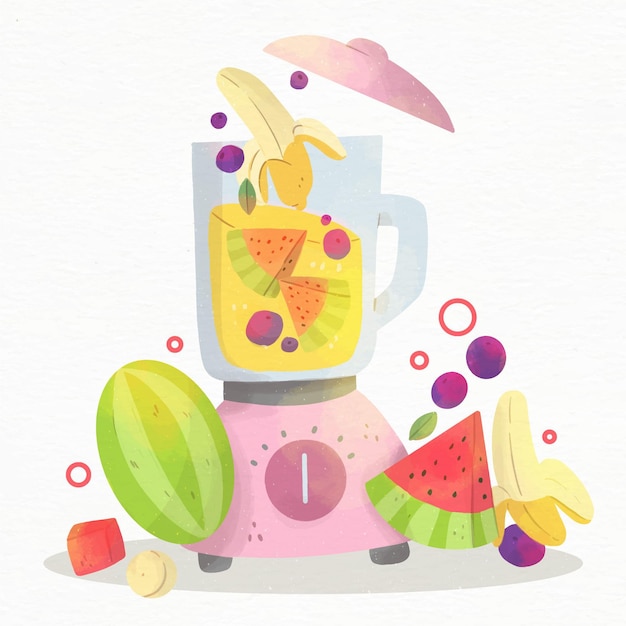 Gratis vector handgeschilderde smoothie in blenderglas