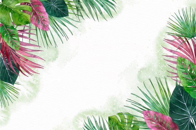 Handgeschilderde tropische bladeren achtergrond