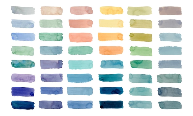 Handgeschilderde verzameling kleurrijke aquarel penseelstreken
