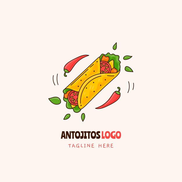 Handgetekend antojitos logo-ontwerp