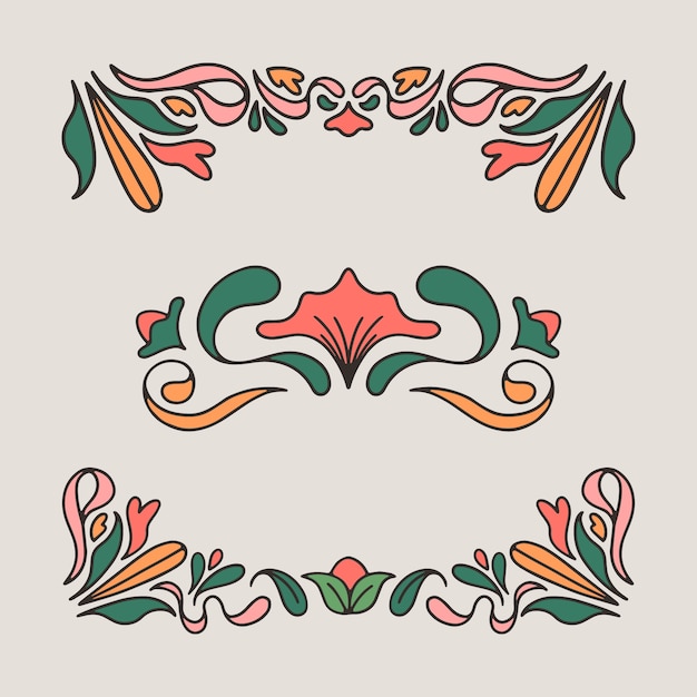 Gratis vector handgetekend art nouveau-frameontwerp