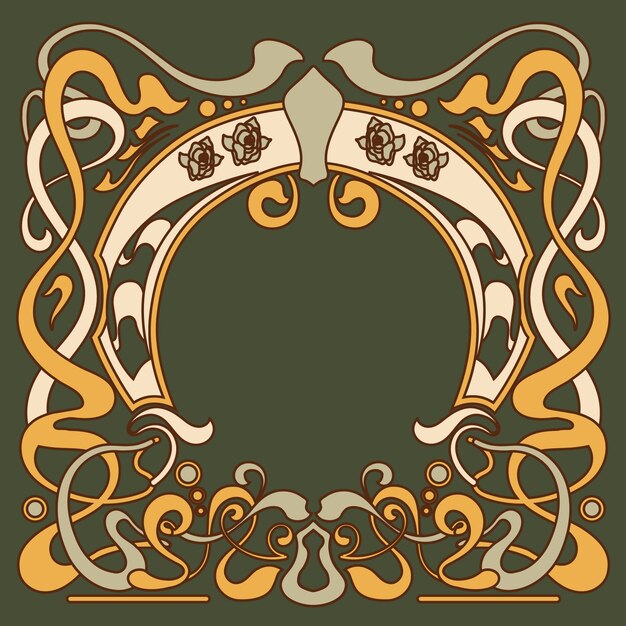 Handgetekend art nouveau-frameontwerp