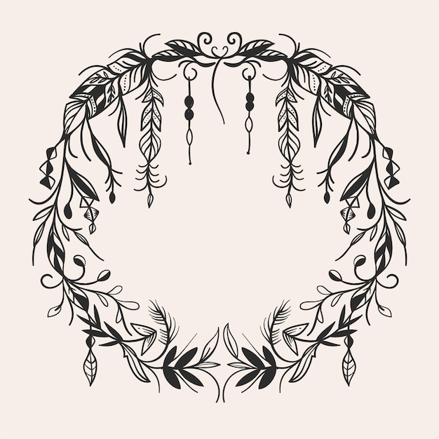 Handgetekend boho-frame graveren