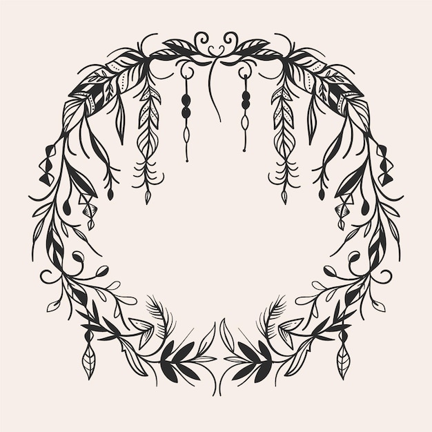 Gratis vector handgetekend boho-frame graveren