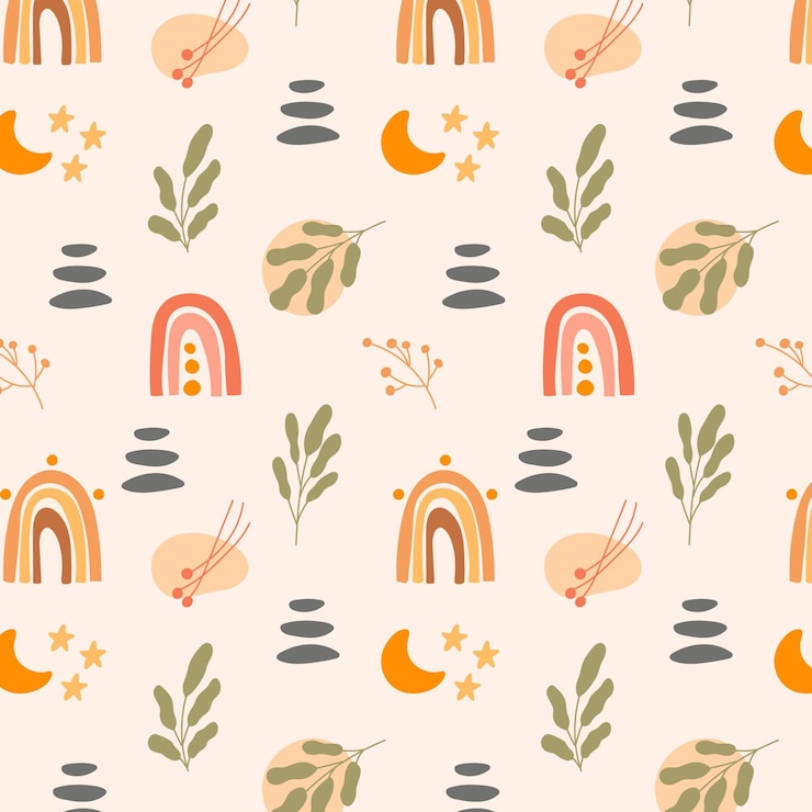 Gratis Vector handgetekend boho-patroonontwerp