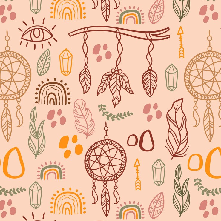 Gratis Vector handgetekend boho-patroonontwerp