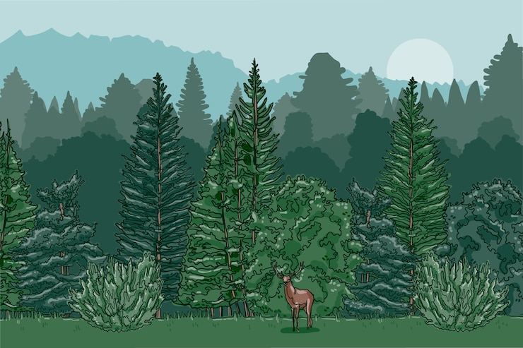 Gratis Vector handgetekend boslandschap