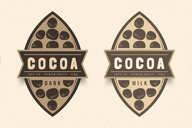 Gratis vector handgetekend cacao-etiketontwerp