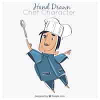 Gratis vector handgetekend chef-kok karakter