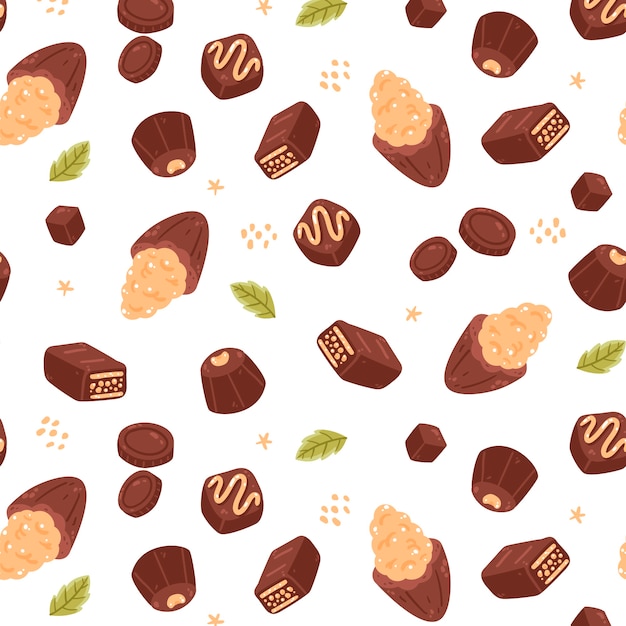 Gratis vector handgetekend chocoladepatroonontwerp