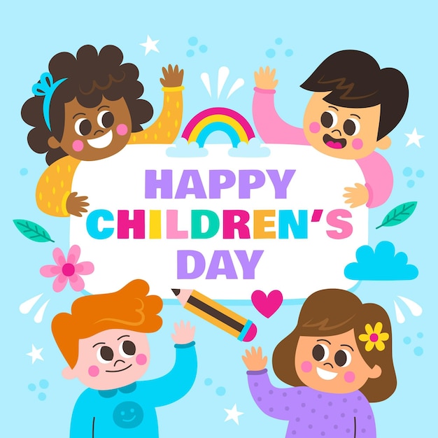 Handgetekend concept van de Wereld Kinderdag