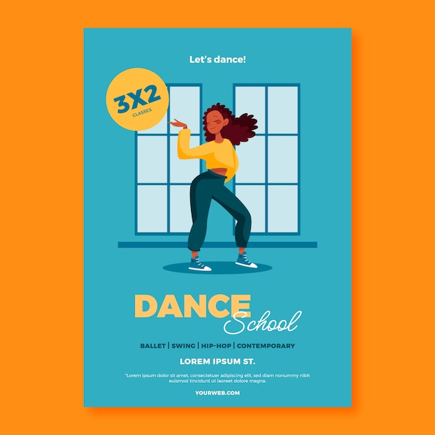 Gratis vector handgetekend dansschool posterontwerp