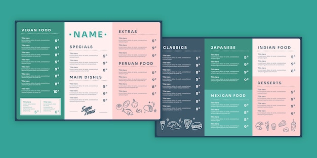 Gratis vector handgetekend driebladig menu met plat ontwerp