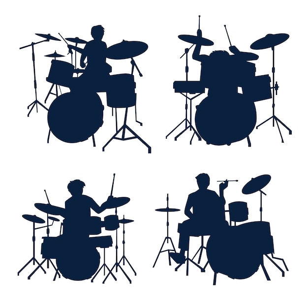 Gratis vector handgetekend drummersilhouet