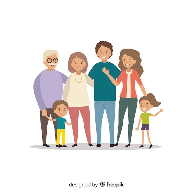 Handgetekend familieportret