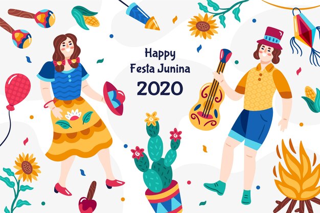 Handgetekend festa junina-ontwerp