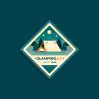 Gratis vector handgetekend glamping-logo met plat ontwerp