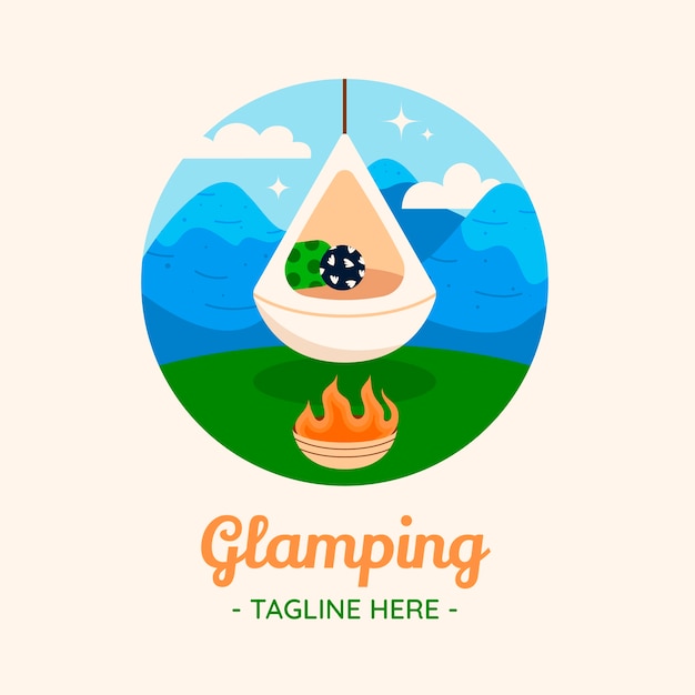 Handgetekend glamping-logo-ontwerp