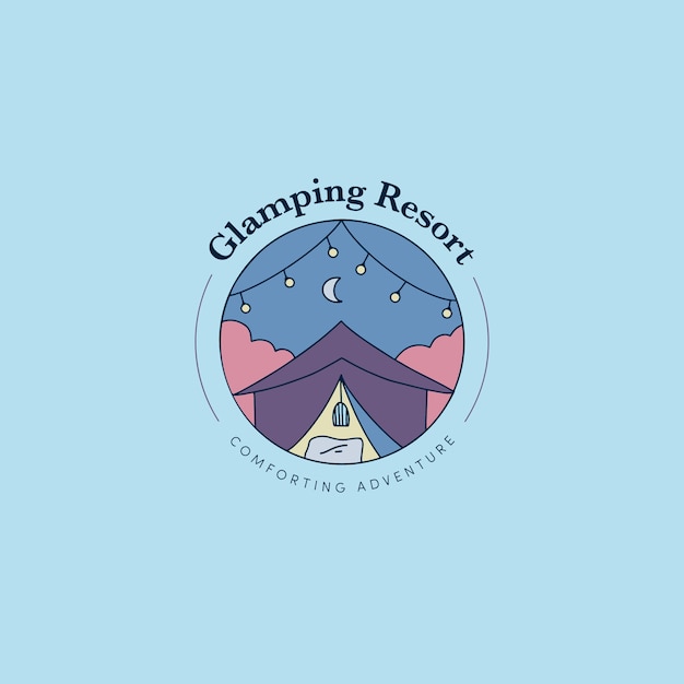 Handgetekend glamping-logo-ontwerp